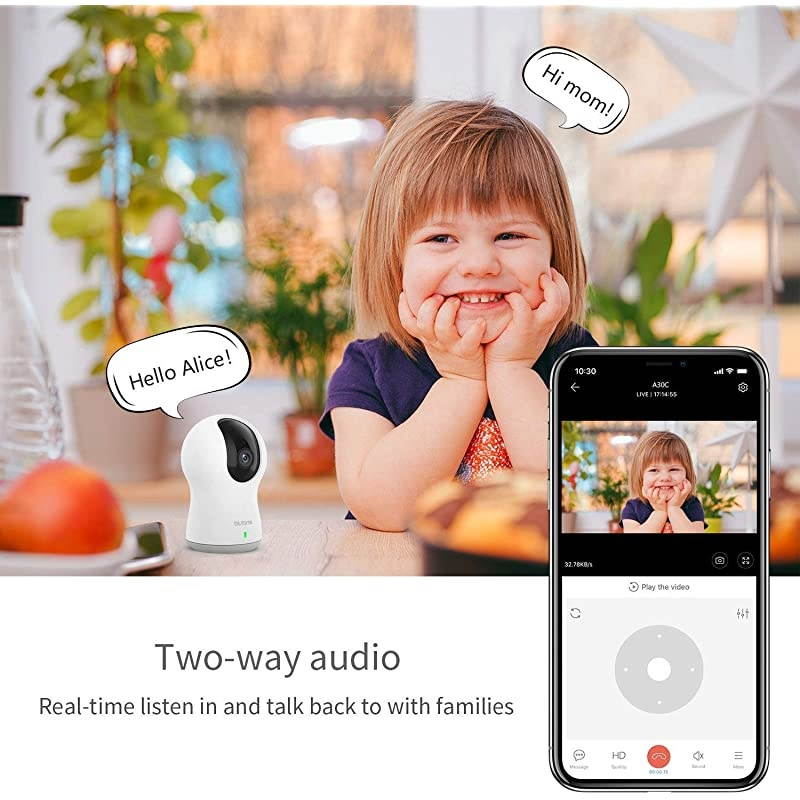 Dome Pro 1080p Security Camera with Siren | PTZ Surveillance System with Facial Recognition HumanSound Detection Person Alerts Night Vision | CloudLocal Available | Works with Alexa