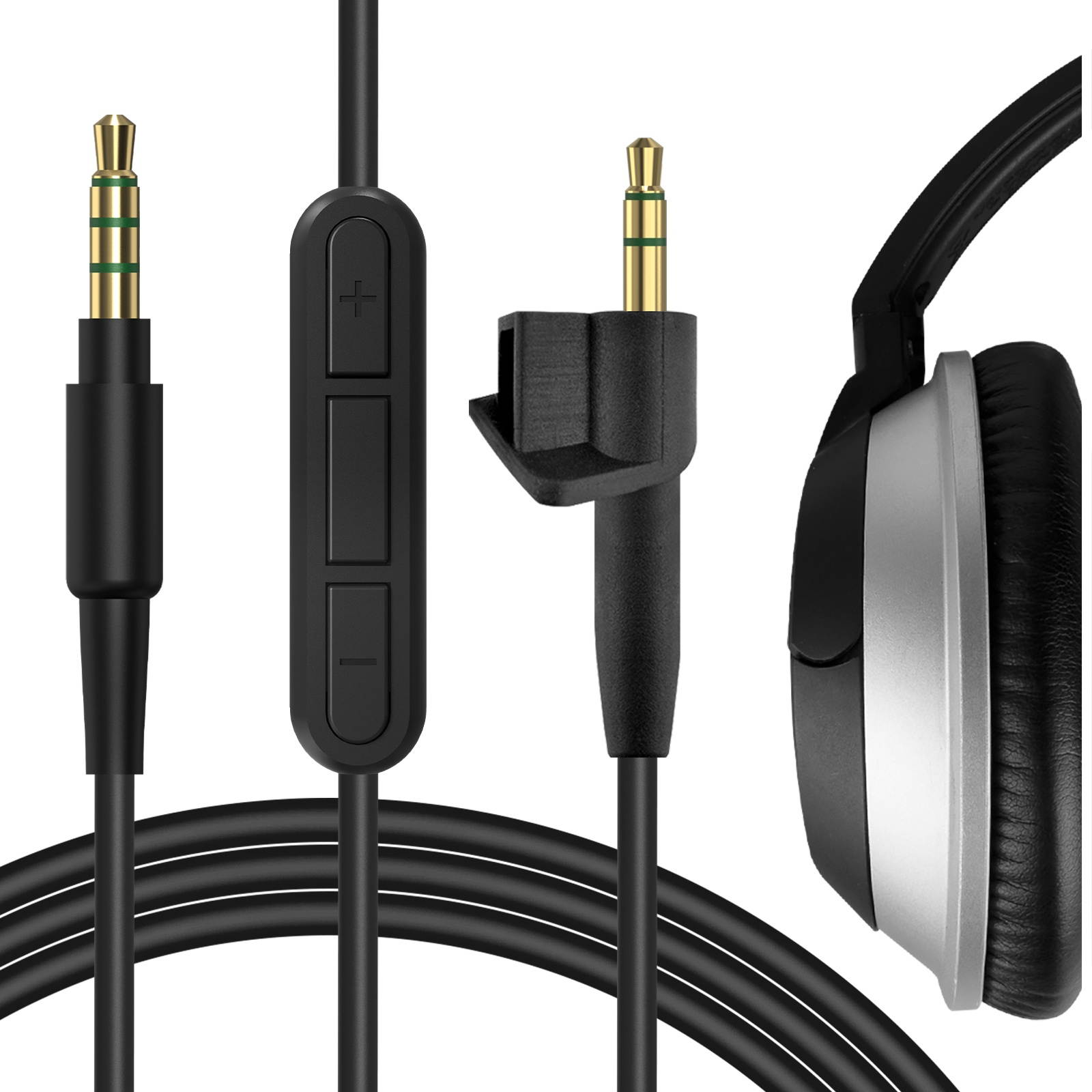 Geekria Bose Around-Ear AE2, AE2i, AE2w Headphone Replacement Cable with Mic / Audio Cord with Volume Control and Microphone Works With iPhone, Samsung, iOS, Android, Windows Phone and BlackBerry