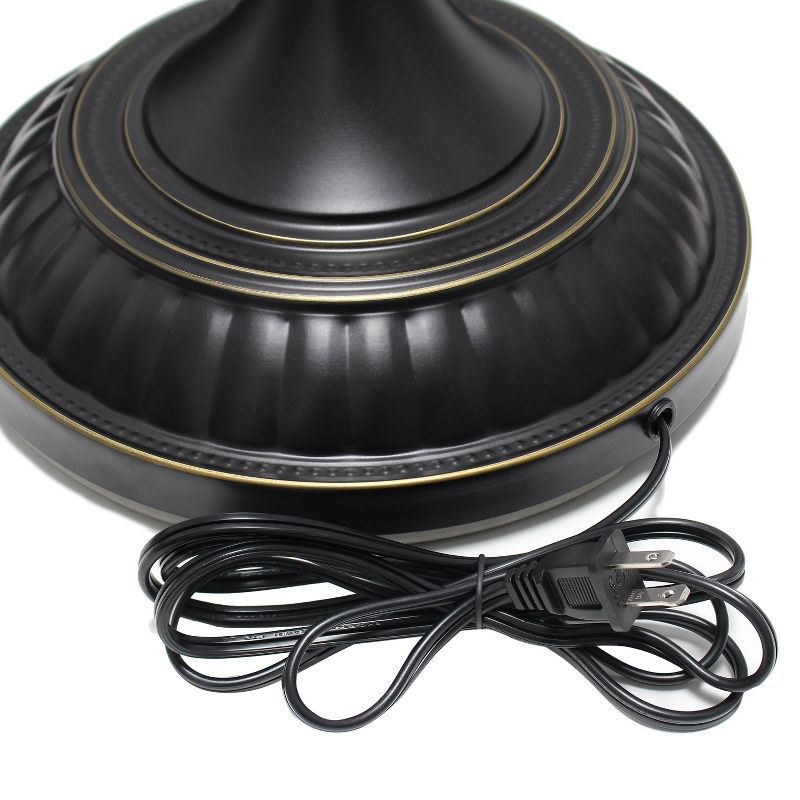 1 Light Restoration Torchiere Floor Lamp with Marbleized Glass Shade Bronze - Elegant Designs