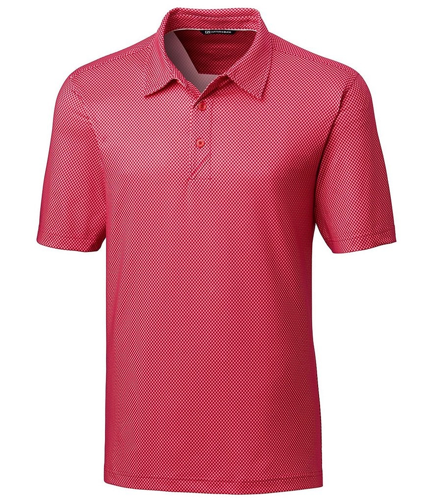 Cutter & Buck Big & Tall Pike Polo Mini Pennant Print Performance Stretch Short-Sleeve Polo Shirt