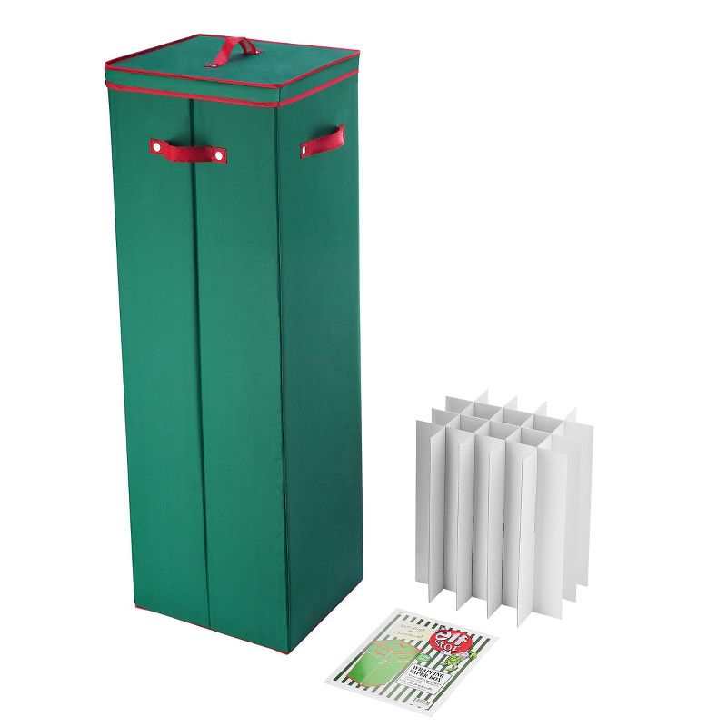 40" Tall Wrapping Paper Storage Box with Lid Green - Elf Stor