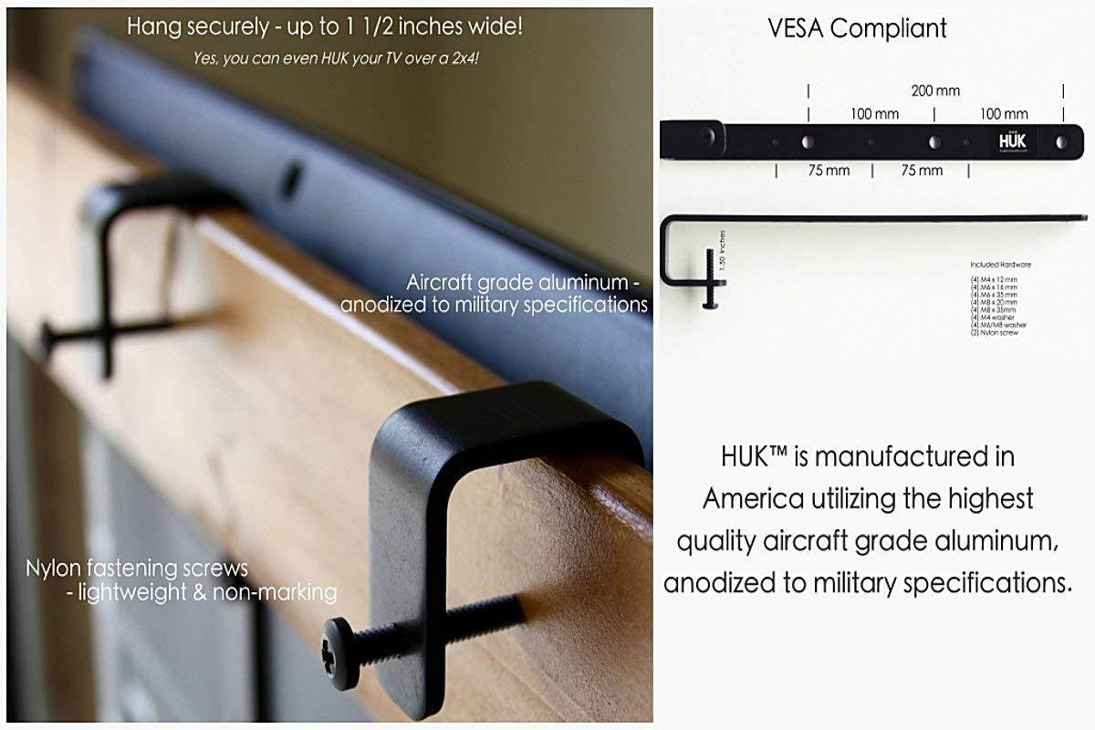 HUK TV Mounts Midsize TV Hanger Bracket for 24-49 Inch Flat Panel Screen TV VESA 75 mm/100 mm/200 mm, All Weather, Light Weight