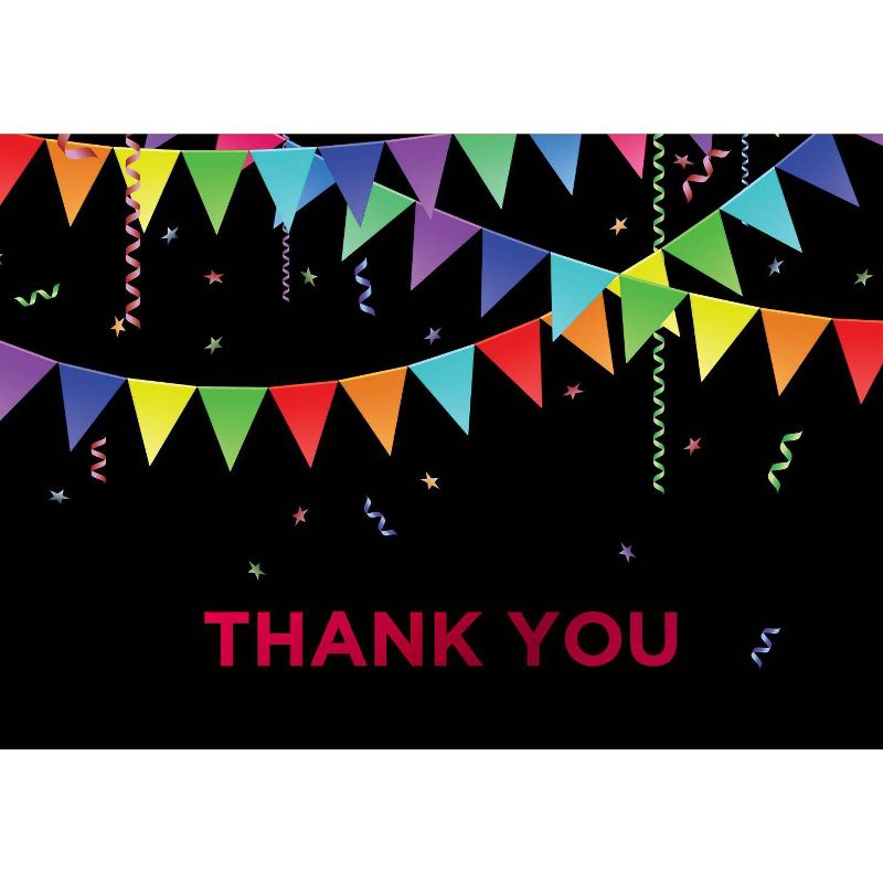 50ct Rainbow Pennant Red Foil Thank You Note Card & Envelopes