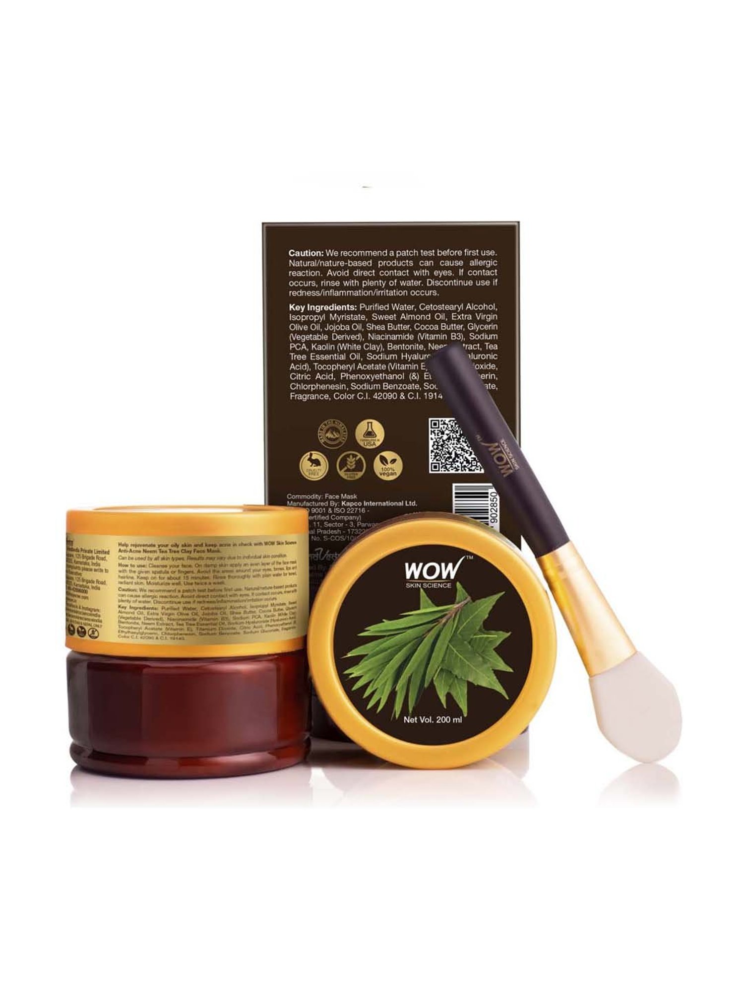 WOW Skin Science Anti-Acne Neem & Tea Tree Clay Face Mask - 200 ml