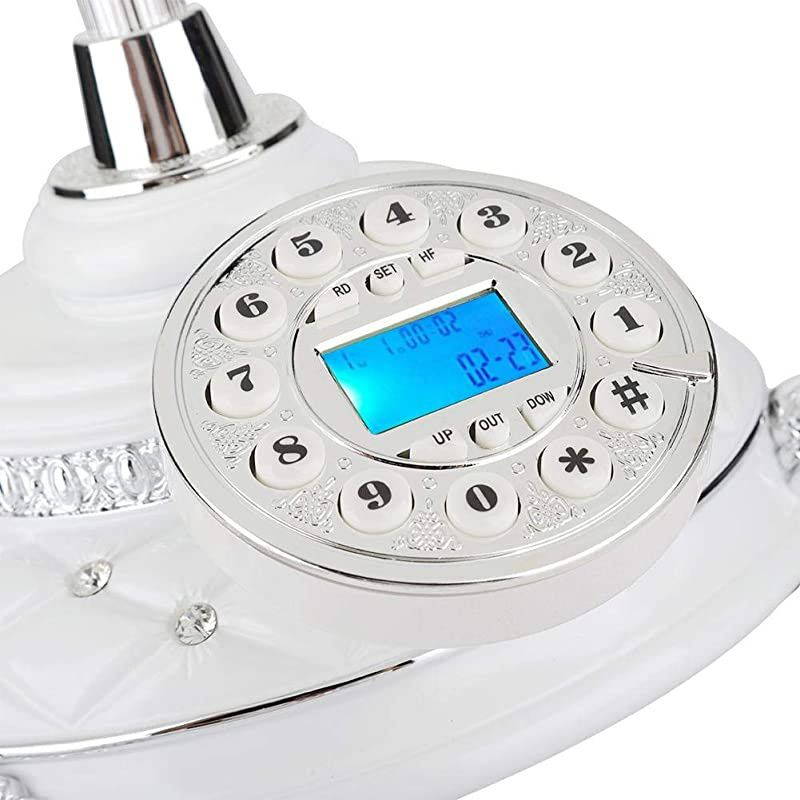 Telephones LandlineEU Type Style Landline Silver Plated Gemstone Home Office TelephoneSupport FSK and DTMF Backlight Caller IDSupport Electronic CalendarDateClock and Week Display