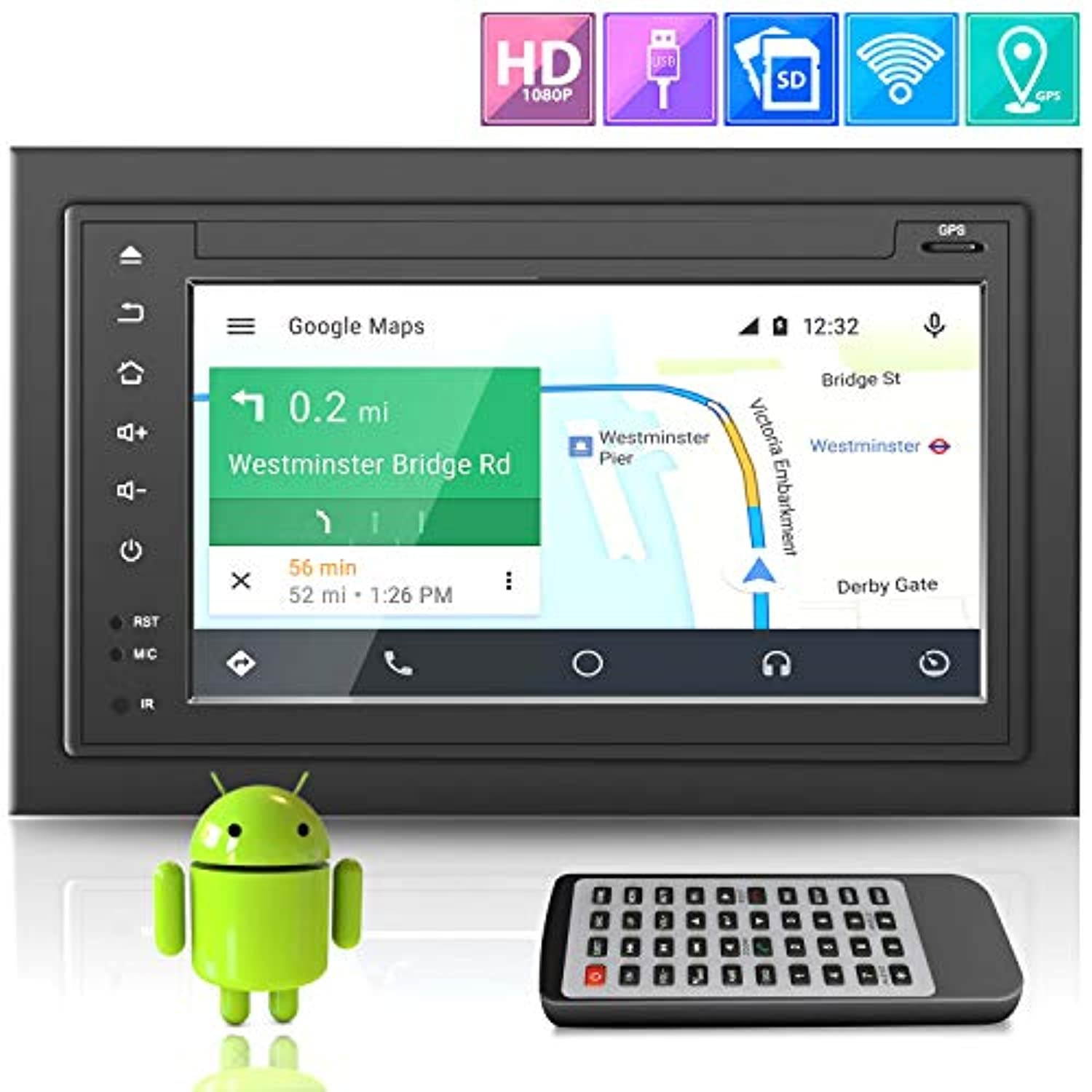 Premium Lanzar Android 6.5" Double Din Bluetooth Widescreen Car Stereo Receiver, Headunit, Touchscreen Tablet Style Display, Wi-Fi Web Browsing, App Download, GPS, HD 1080P Support, SD/USB  (SDAND620)