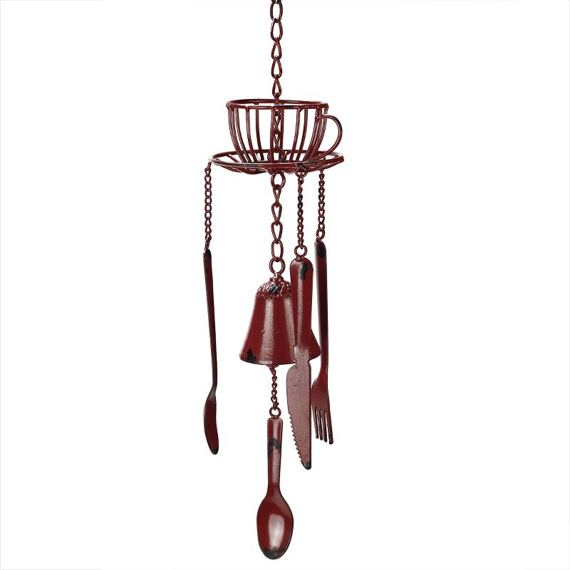 Darice 23.25" Cafe Themed Hanging Outdoor Patio Garden Wind Chime Decoration - Red