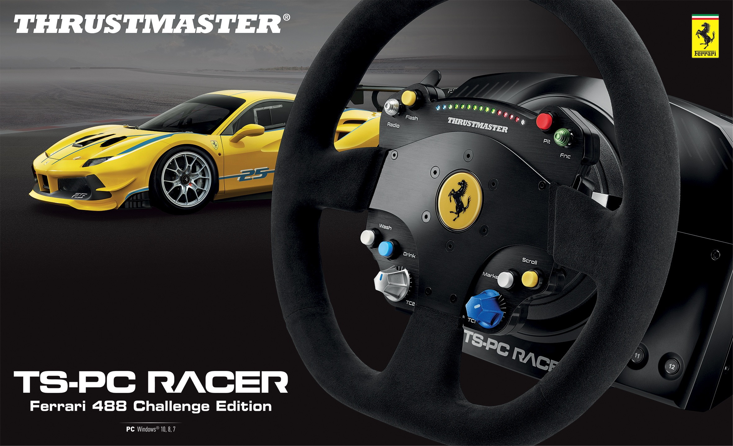 ThrustMaster TS-PC RACER Ferrari 488 Challenge Edition - Wheel - wired - for PC