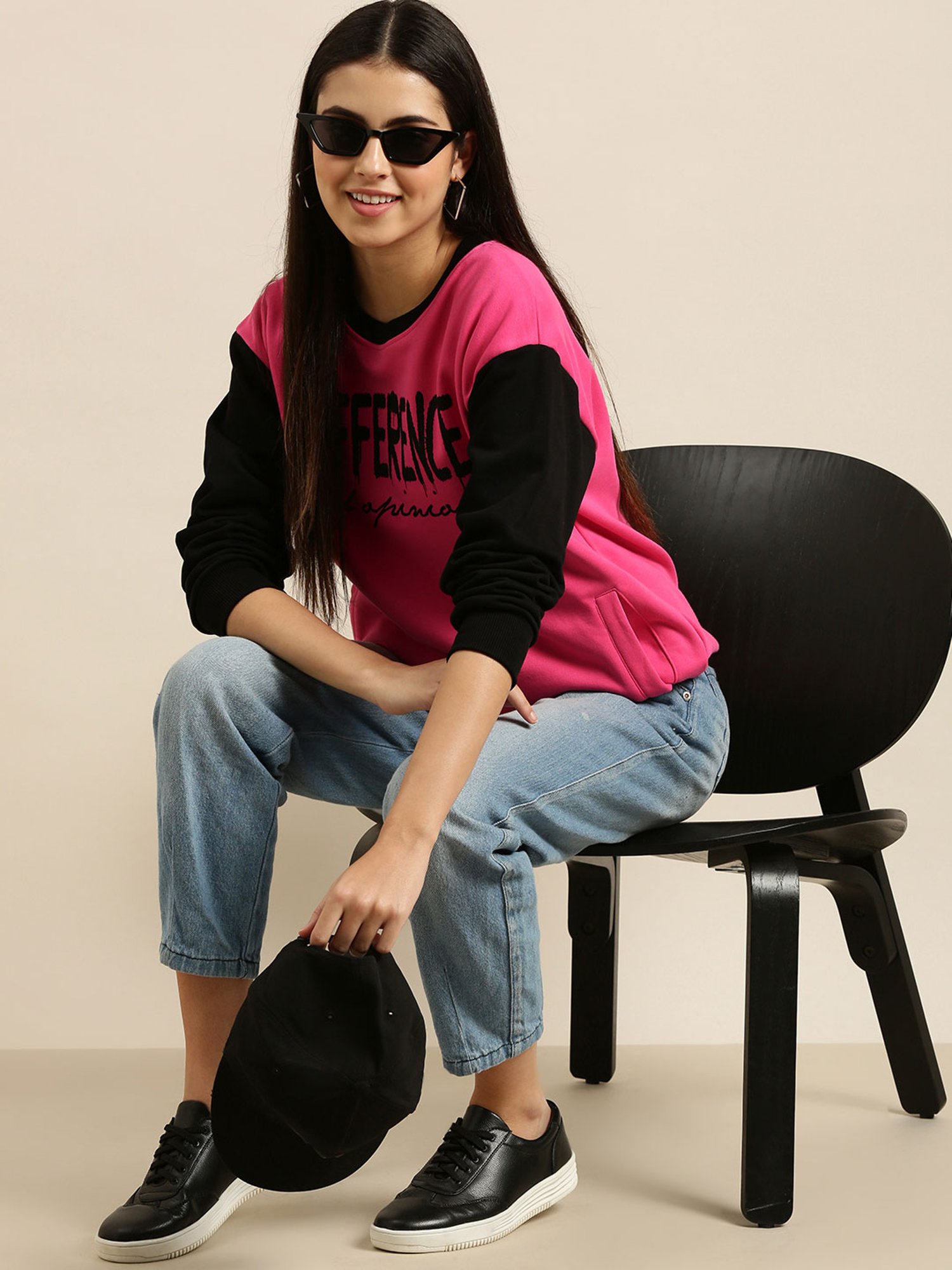 Difference of Opinion Pink & Black Graphic Print Sweatshirt