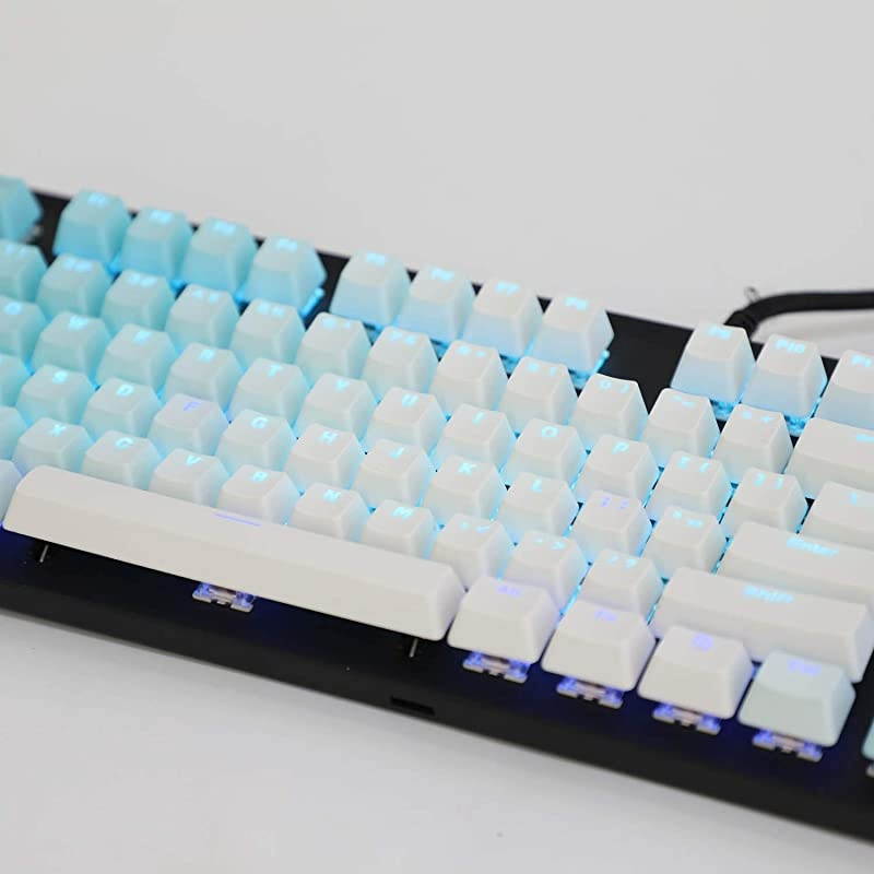 Double Shot 104 Dyed PBT Shine Through Keyset OEM Profile Keycap Set for Cherry MX Switches Mechanical Keyboard 104 87 61Blue White Gradient Only Keycap