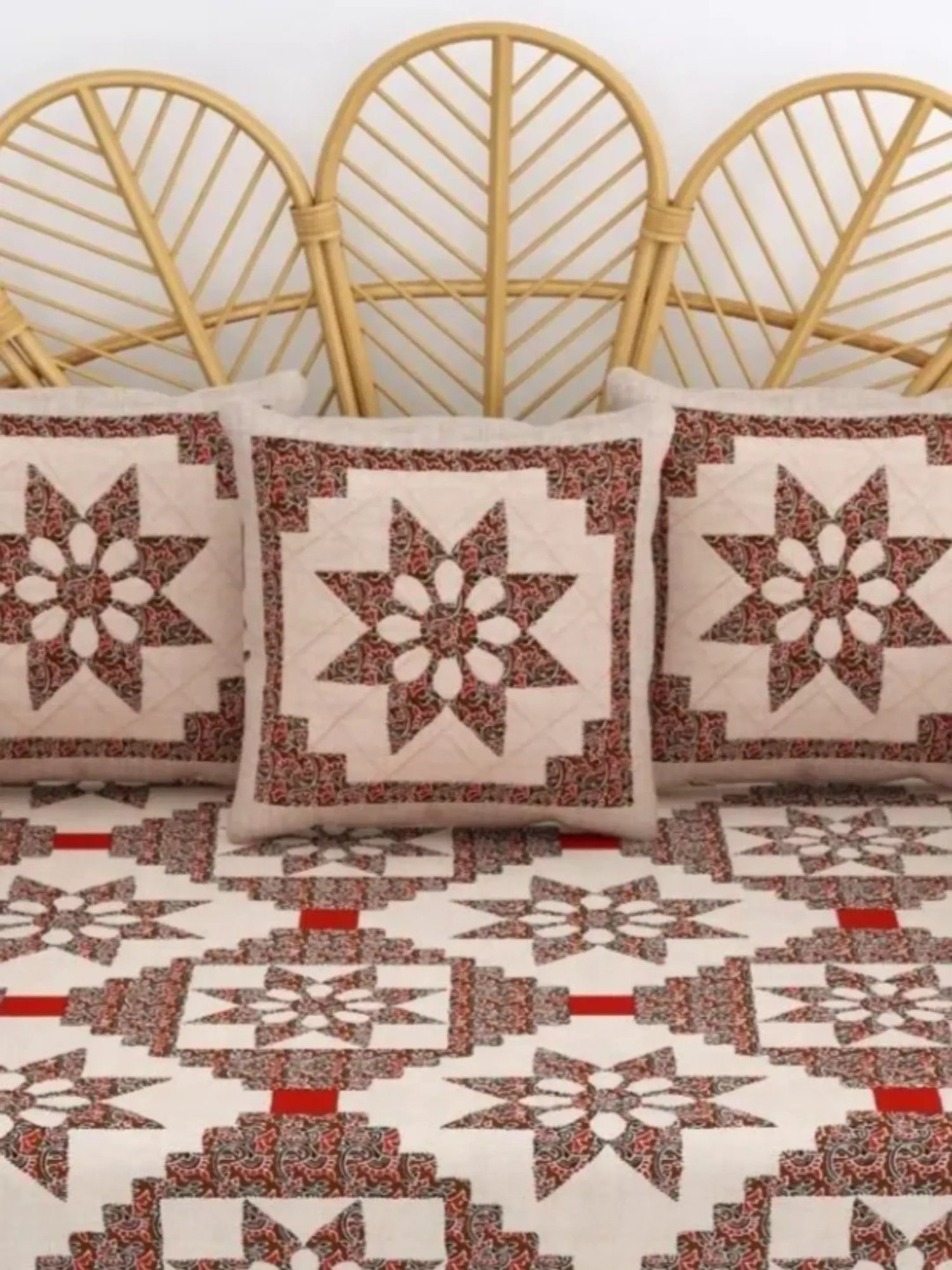 Living Roots Printed Grey 300 TC Cotton Single Diwan - Set of 8