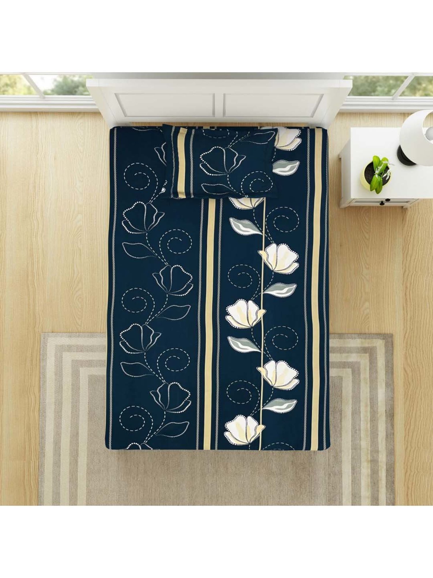 Welspun Assorted Microfiber 180 TC Single Bed Sheet With Pillow Cover