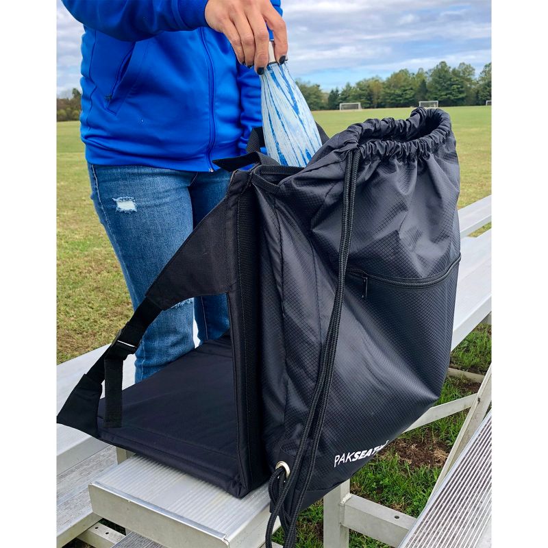 Ostrich PK-9000 PakSeat Padded Folding Stadium Seat Backpack String Bag, Black