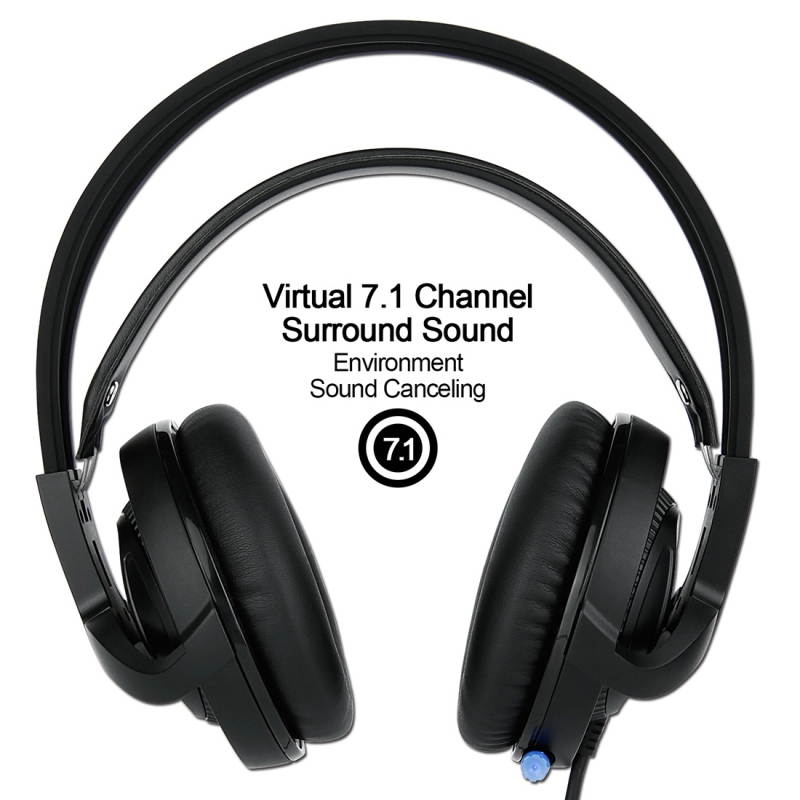 R2 USB Gaming Headset 7.1 Channel Wired Headphone with Wire Control + Mic + Breathing Light for PC, Laptop (Black)