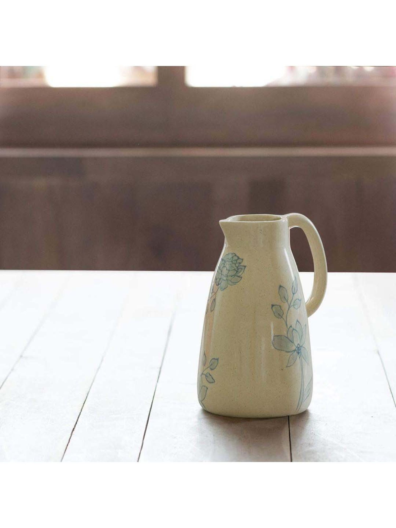 ellementry Fiore Off White Ceramic Jug - Set of 1