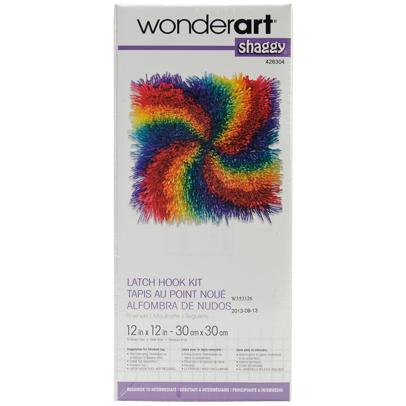 Wonderart Shaggy Latch Hook Kit 12"X12"-Pinwheel