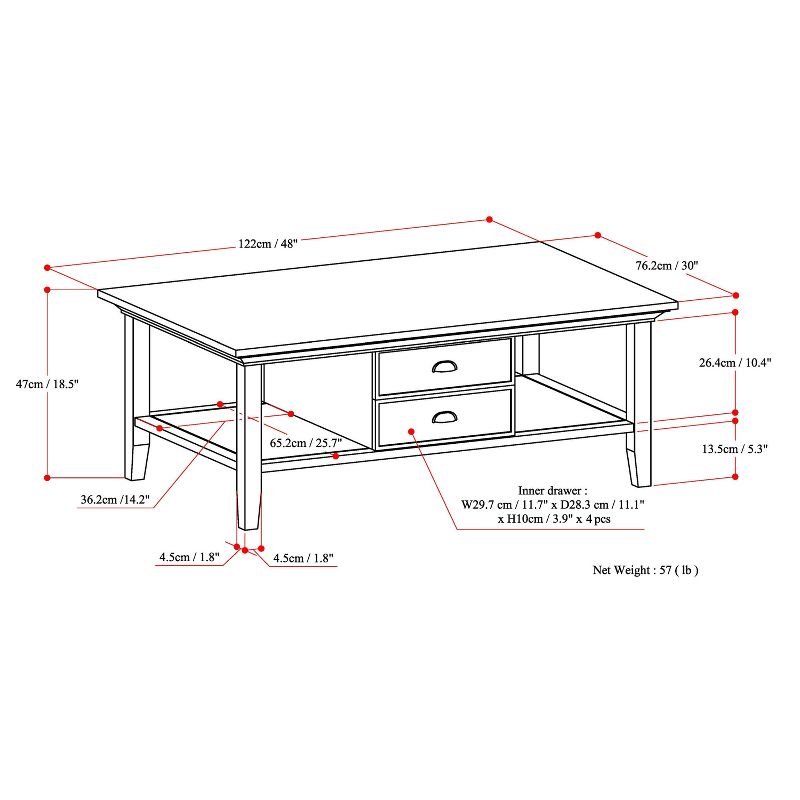 48" Mansfield Solid Wood Coffee Table Rustic Natural Aged Brown - WyndenHall