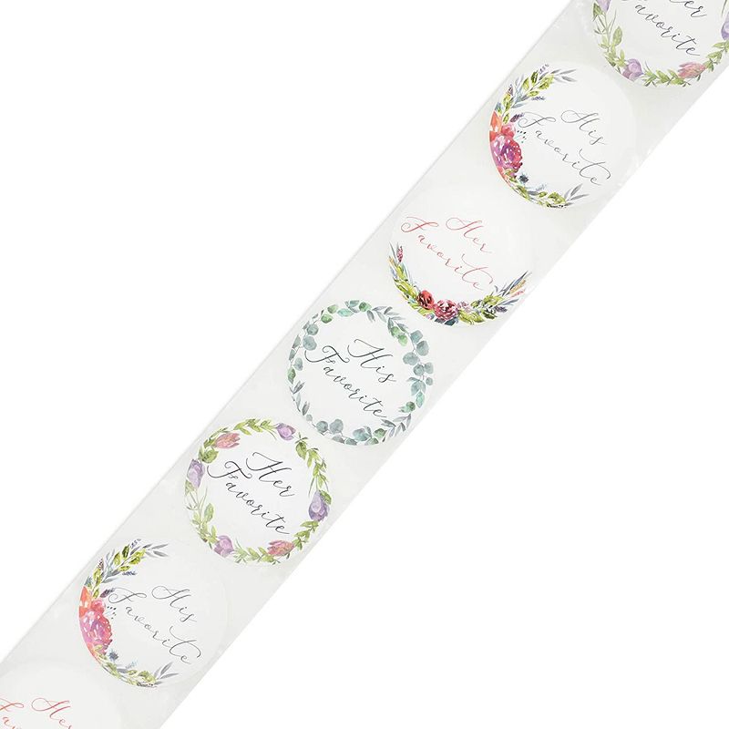Pipilo Press 1000-Pack His Favorite Her Favorite Floral Stickers for Weddings (1.5 in, Assorted Design)