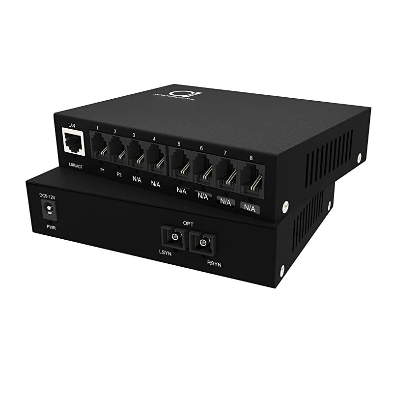 x POTS RJ11 Telephone and Gigabit Ethernet Over Fiber Converter - Multiplexer - Extender Set of FXS FXO Units - Universal Single and Multimode - 1 km MM (0.6 mi) 0km SM (11.4 mi) - Voice Over Fiber