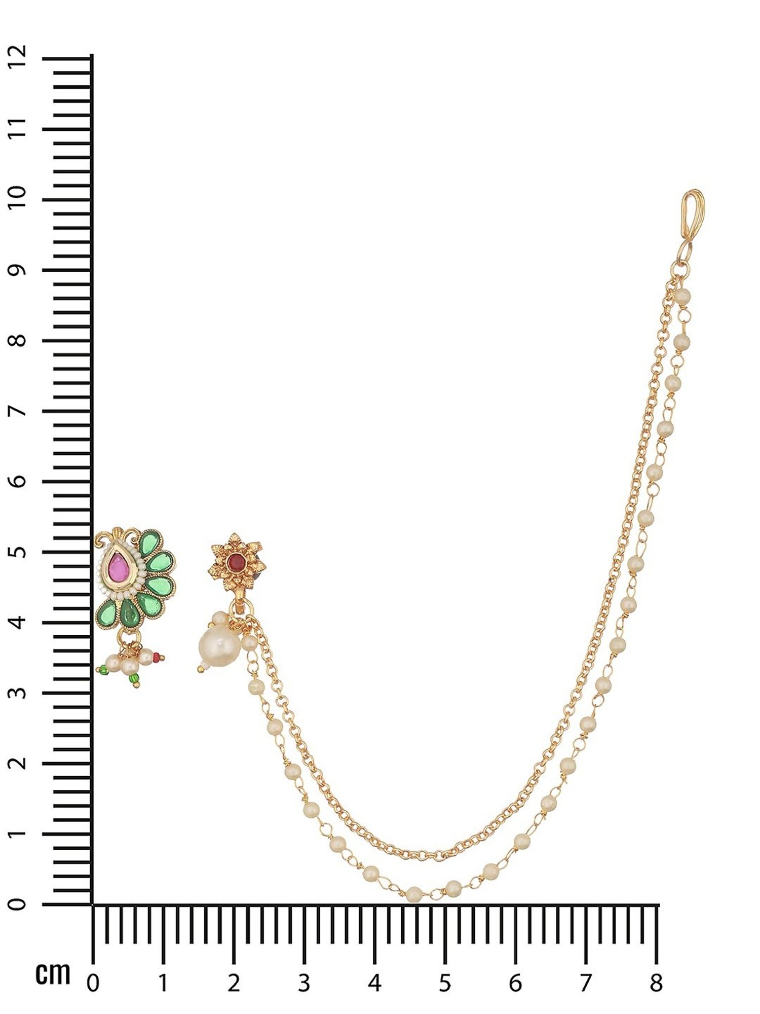 Aatmana Green & Pink Gold-Plated White Kundan Nosepin - Set of 2