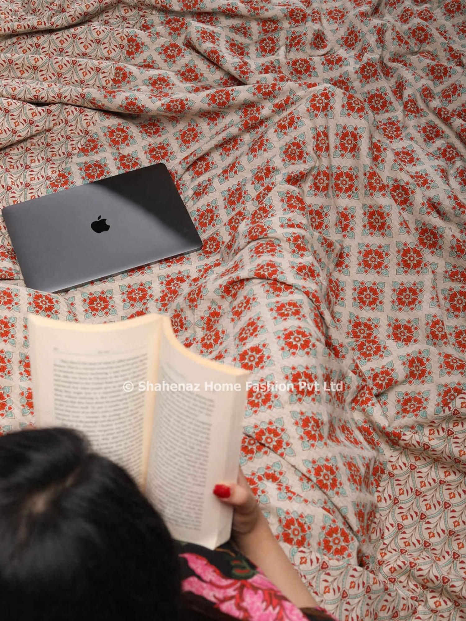 Shahenaz Anjali Floral Orange Cotton Double Reversible Dohar