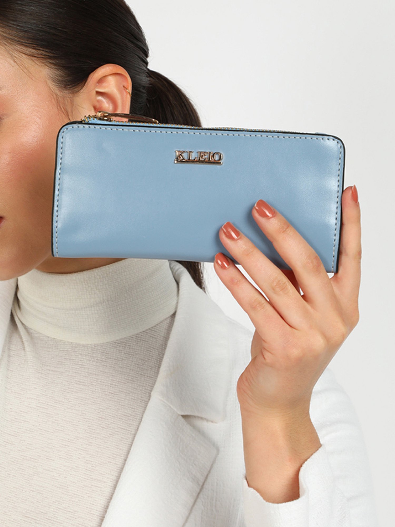 KLEIO Turquoise Color Block Wallet for Women