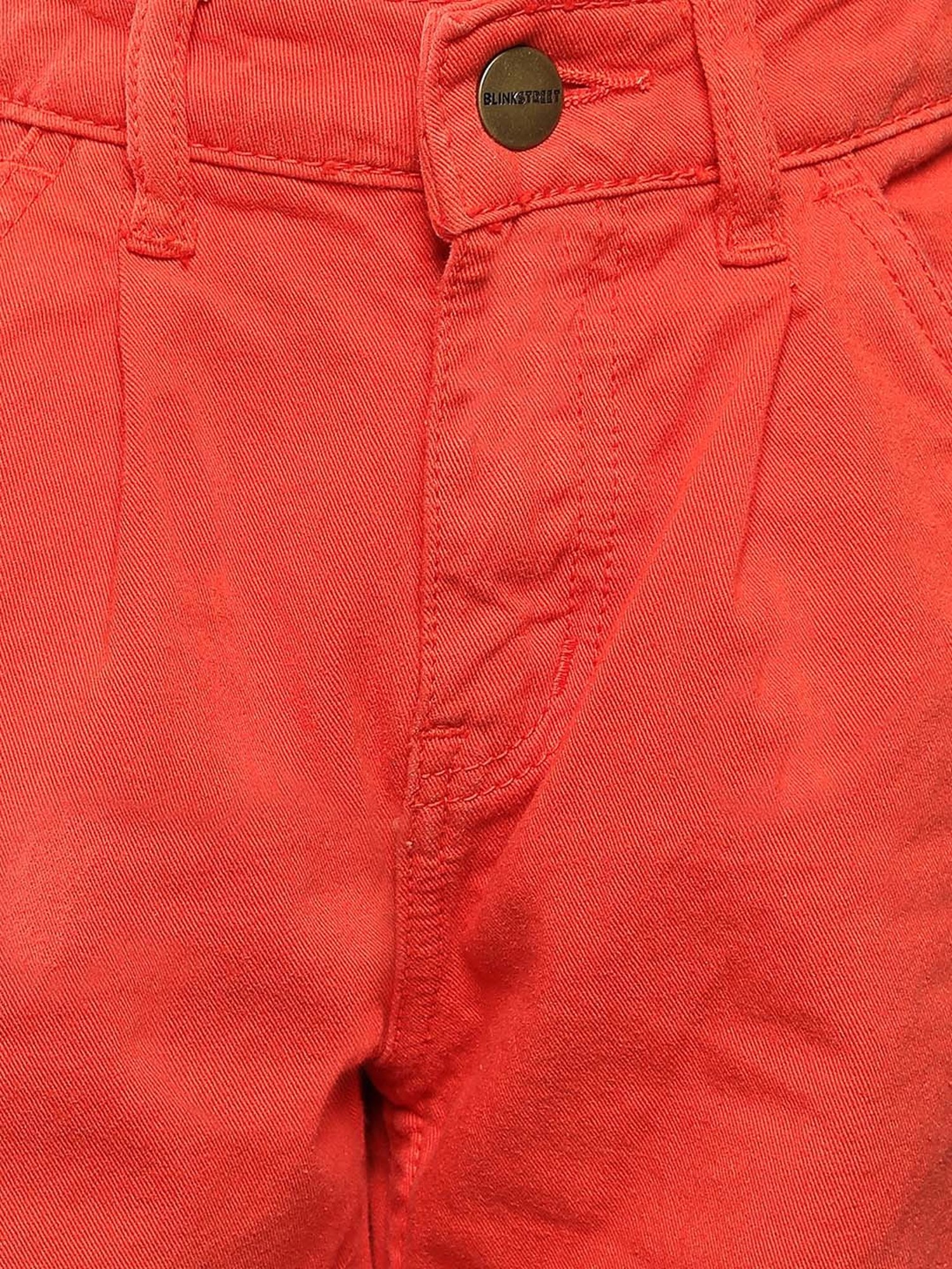 Tales & Stories Boys Red Cotton Slim Fit Trousers