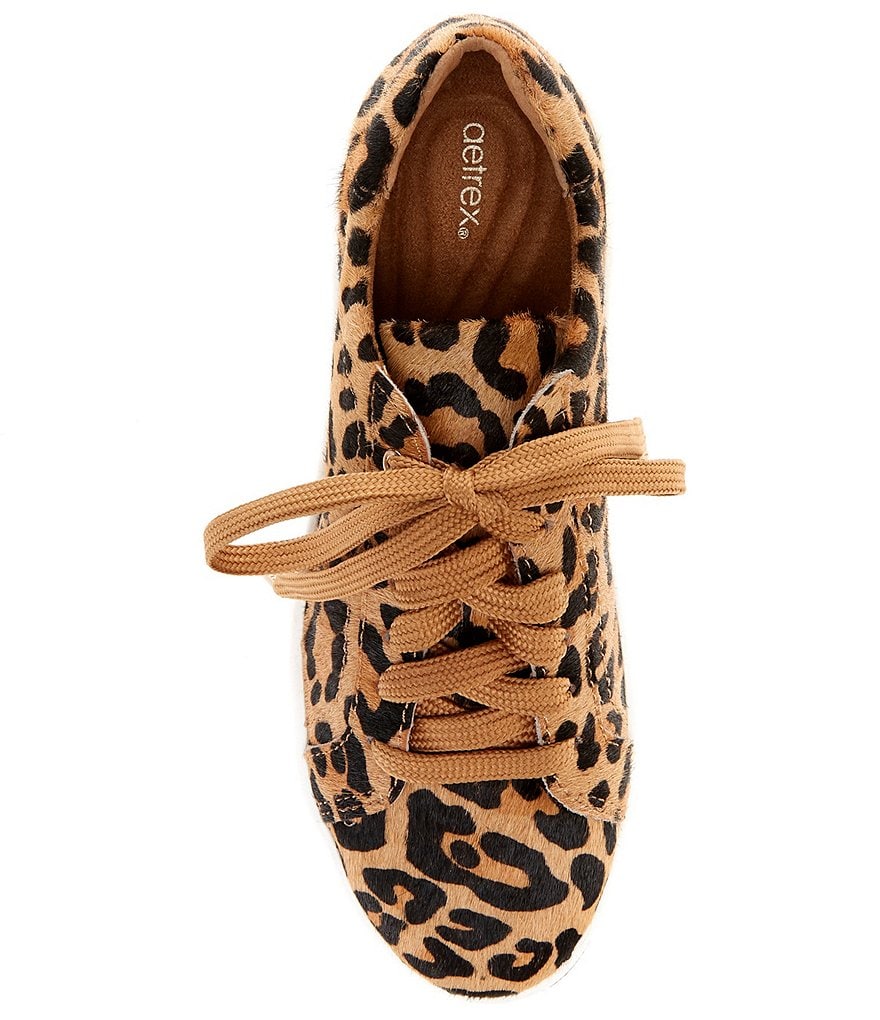 Aetrex Blake Leopard Print Calf Hair Lace-Up Sneakers