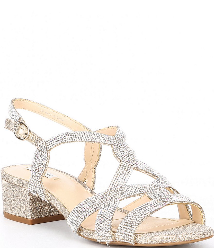 Alex Marie Crennan Rhinestone Strappy Block Heel Dress Sandals