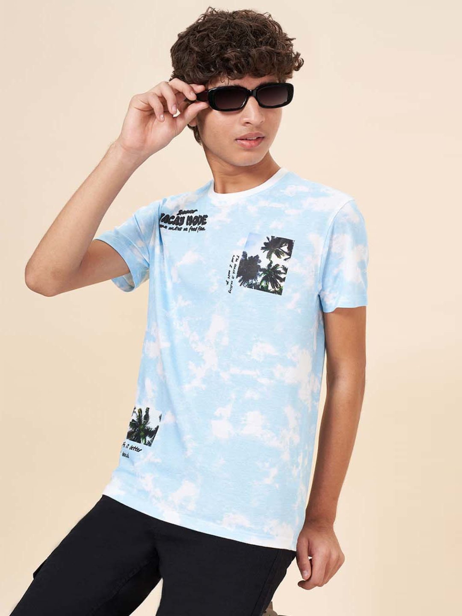Coolsters by Pantaloons Kids Sky Blue Cotton Printed T-Shirt