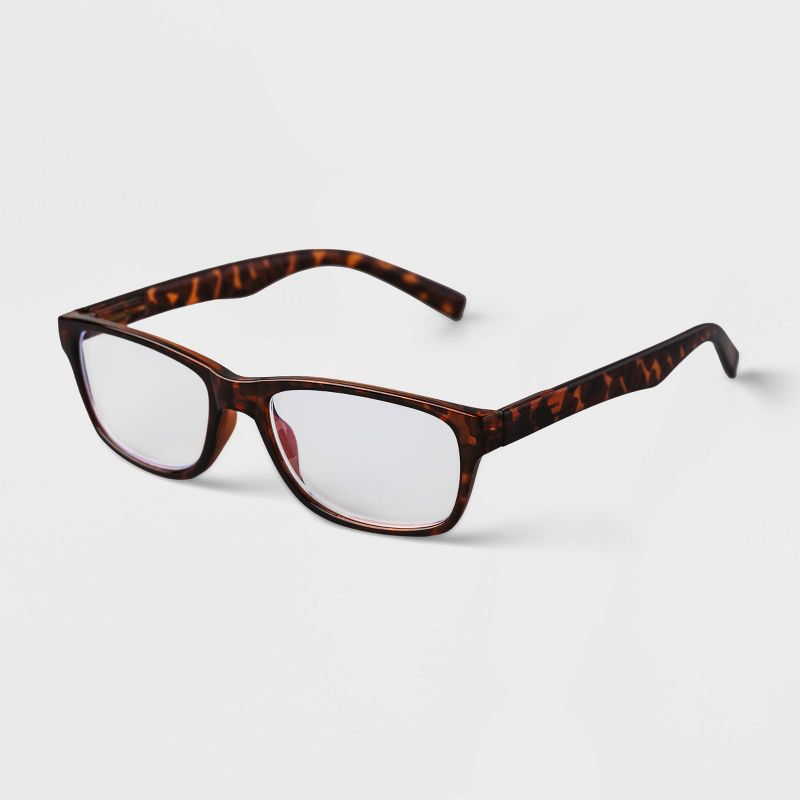 Men's Tortoise Print Rectangle Blue Light Filtering Glasses - Goodfellow & Co™ Brown