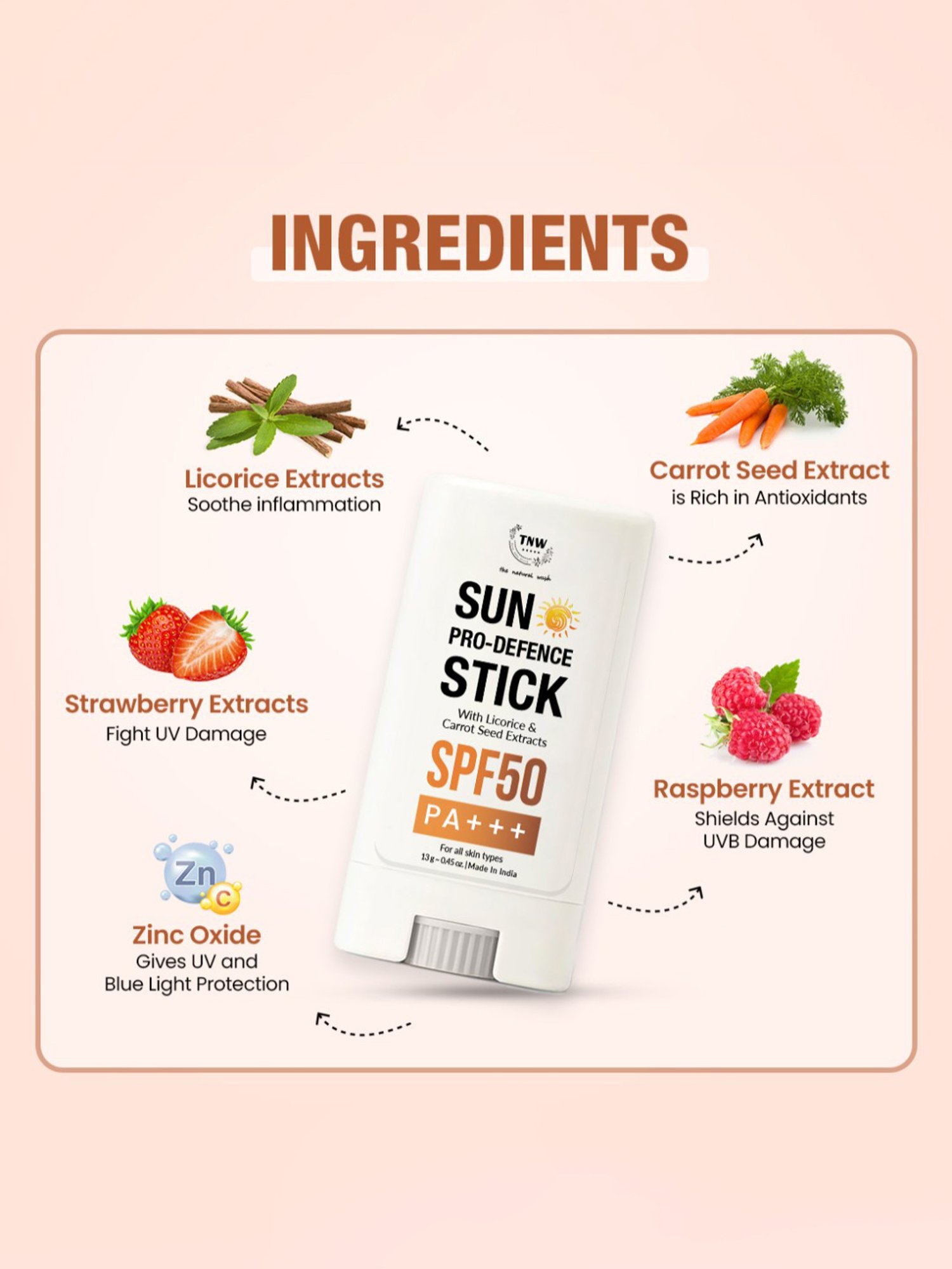 TNW-The Natural Wash Sun Pro-Defence Stick SPF 50 - 13 gm