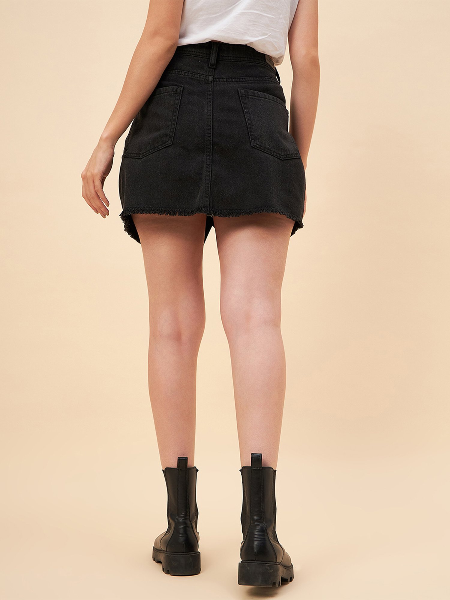 High Star Black A-Line Mini Skirt