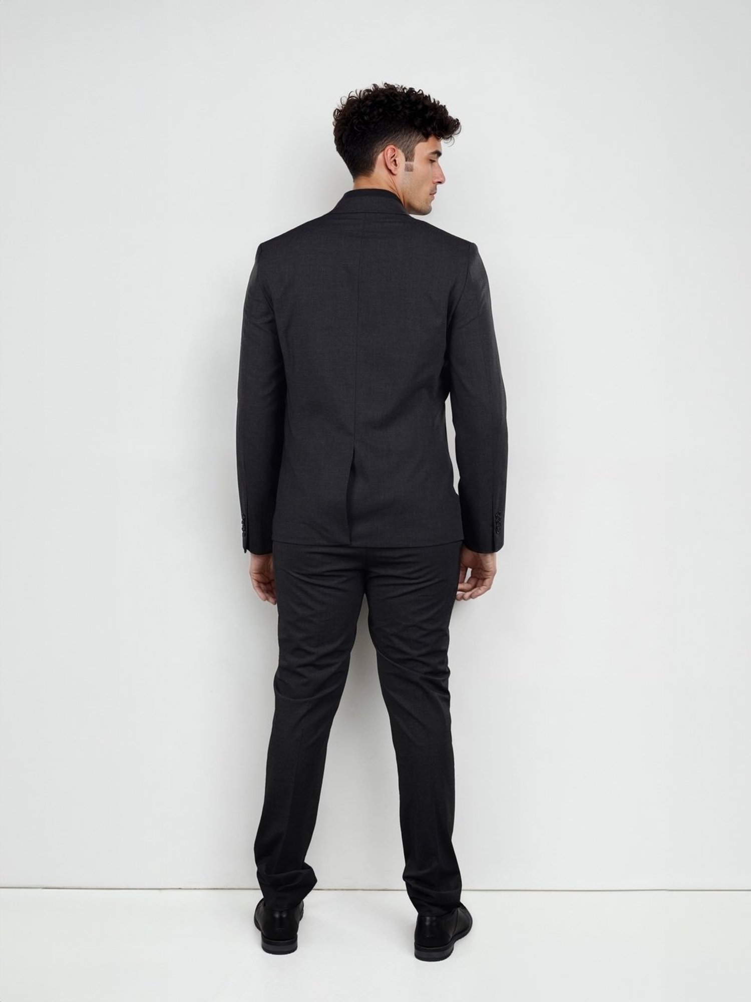 celio* Dark Grey Solid Slim Fit Suit Blazer