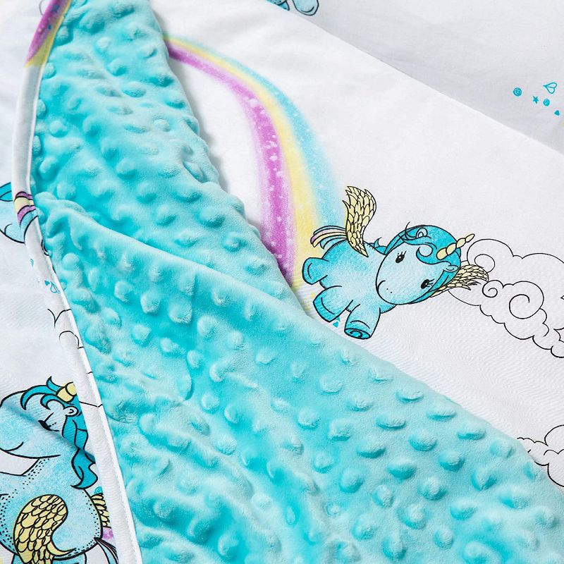 JumpOff Jo Toddler Nap Mat, Children's Sleeping Bag with Removable Pillow for Preschool, Daycare, and Sleepovers, 43 x 21 Inches, Unicorn Pixie Dust