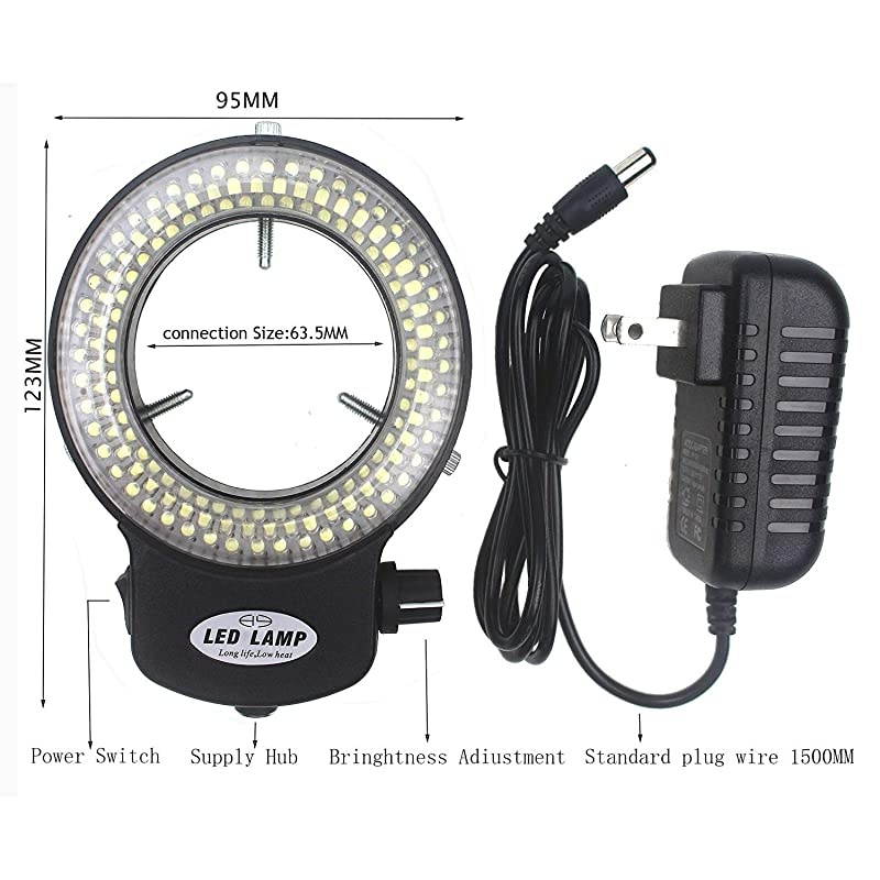 Black Adjustable 144 LED Ring Light Illuminator for Stereo Microscope Black