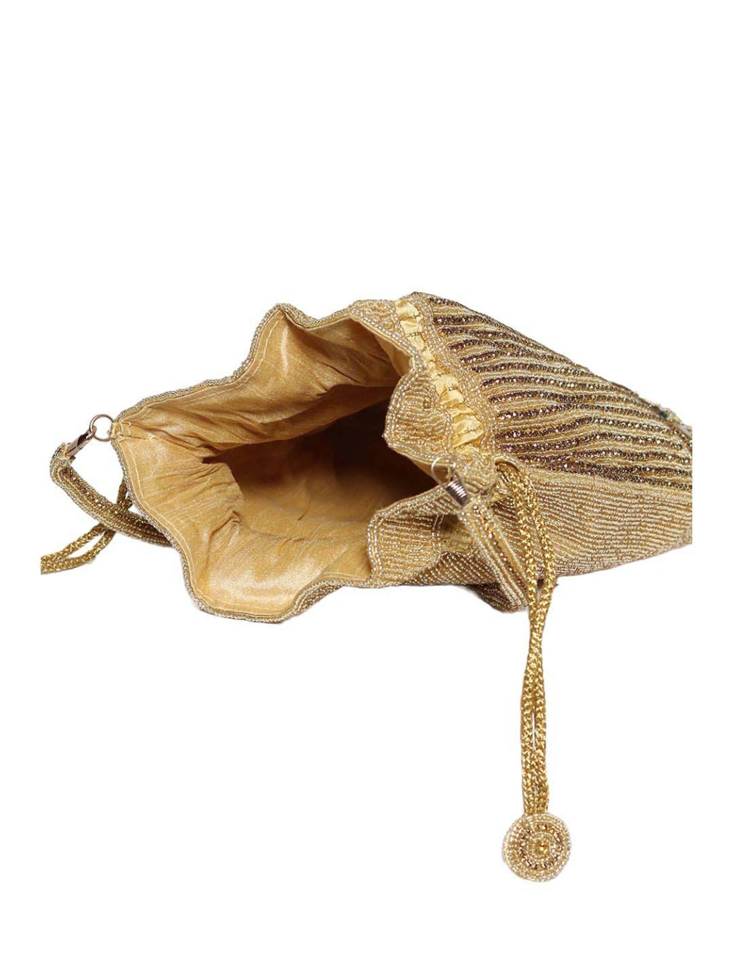 NR by Nidhi Rathi Golden Fabric Potli