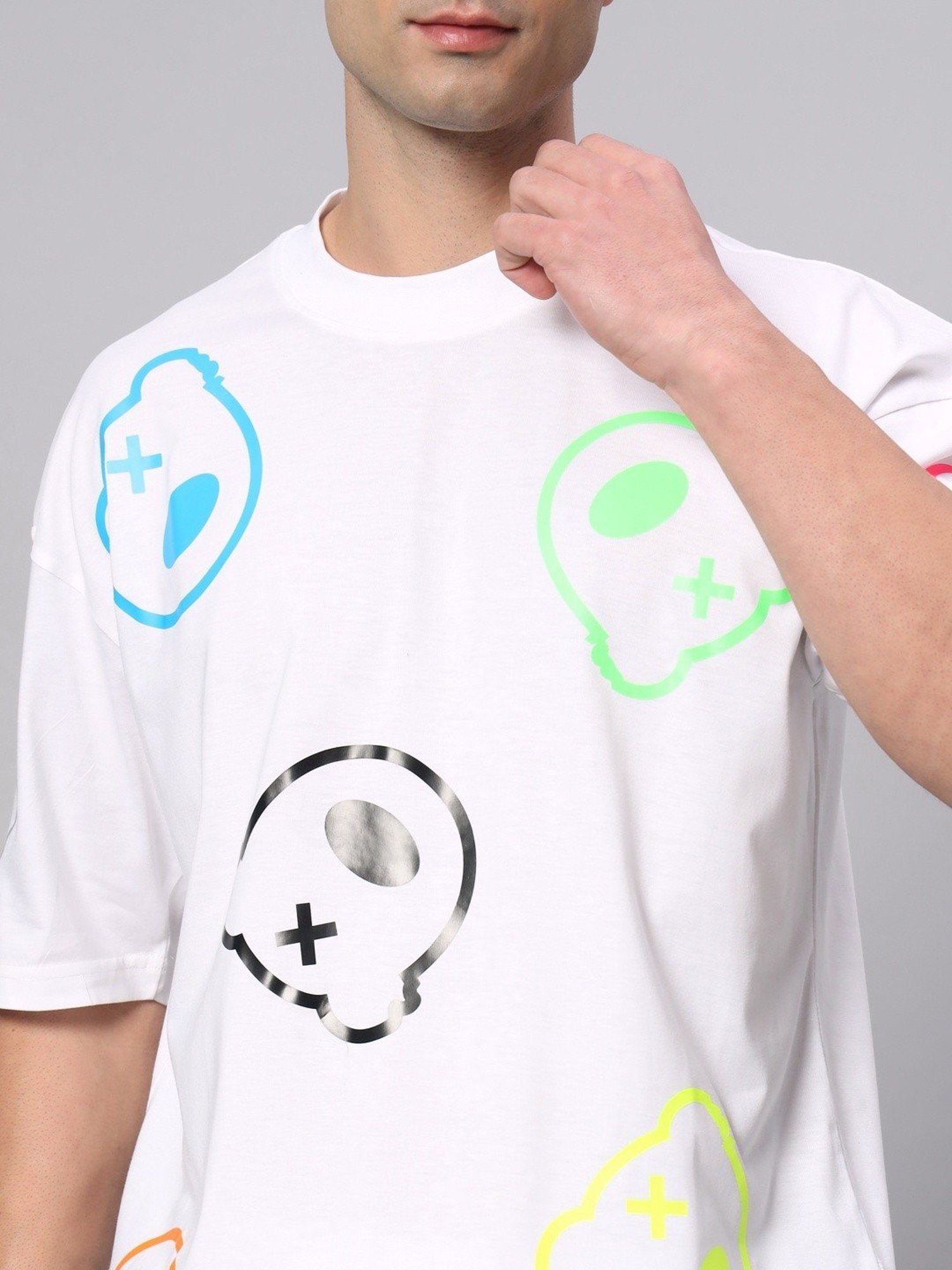 Griffel White Cotton Loose Fit Printed Co-Ord Set