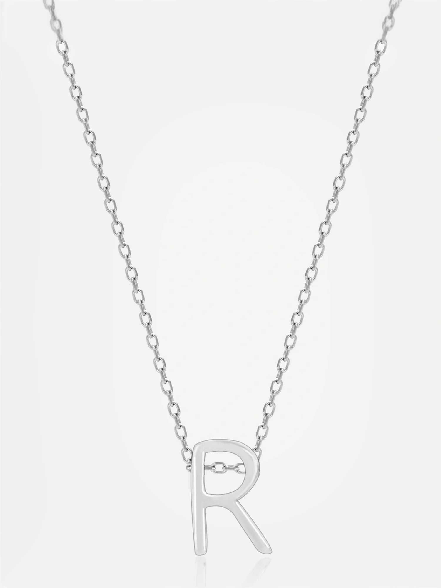 Touch925 Sterling Silver Radiant R Initial Chain Pendant