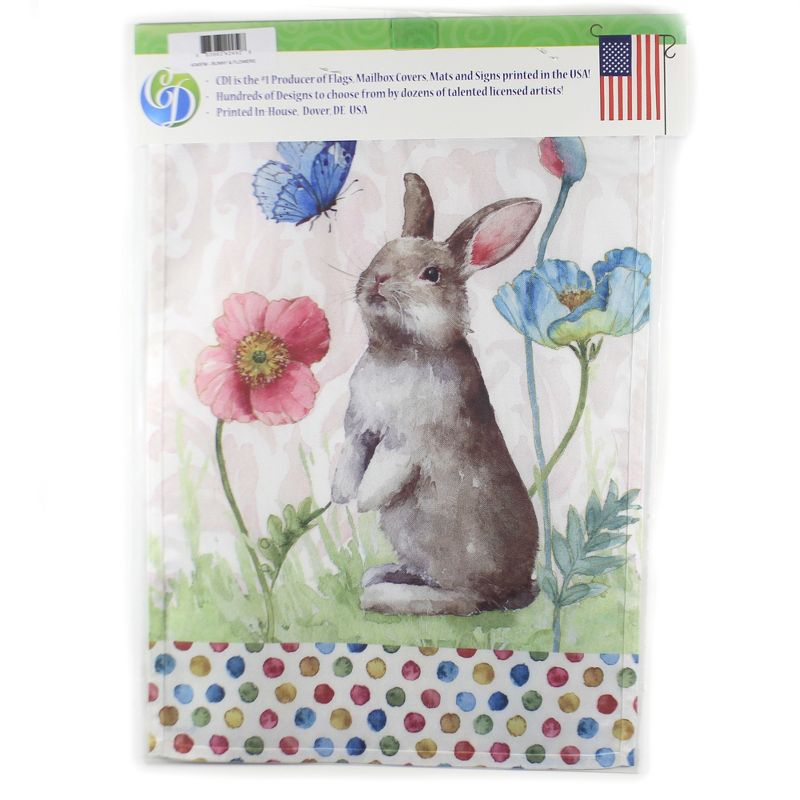 Home & Garden 17.75" Bunny And Flowers Flag Printed In The Usa Custom Decor  -  Flags