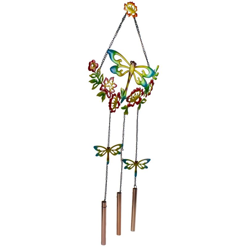 Northlight 12.5" Horizontal Charming Garden Collection Four Chime Metal Outdoor Wind Chime