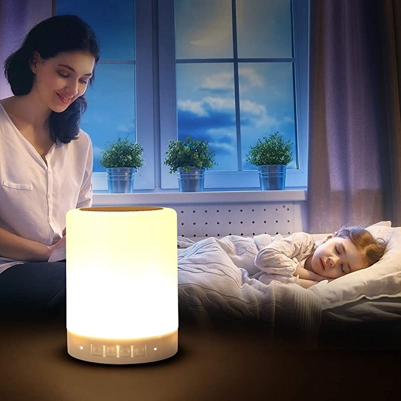 Speaker Night Lights Portable Wireless Speakers Smart Touch Discoloration LED LightOutdoor Speakers Best Gifts for GirlBoyBaby