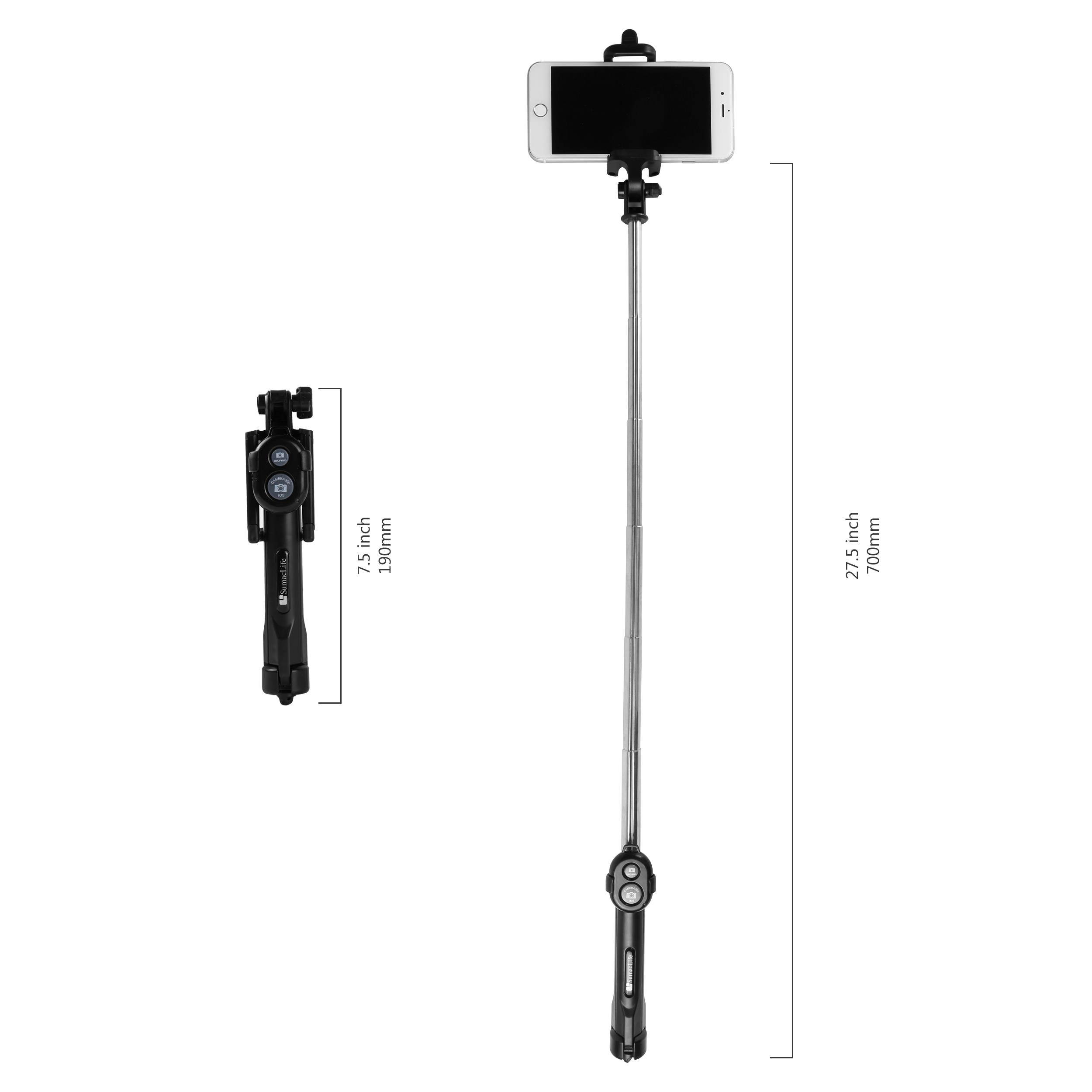 SumacLife Blue Hybrid 2-in-1 Bluetooth Selfie Stick with Built-in Tripod and Wireless Remote Control Shutter for Smartphones