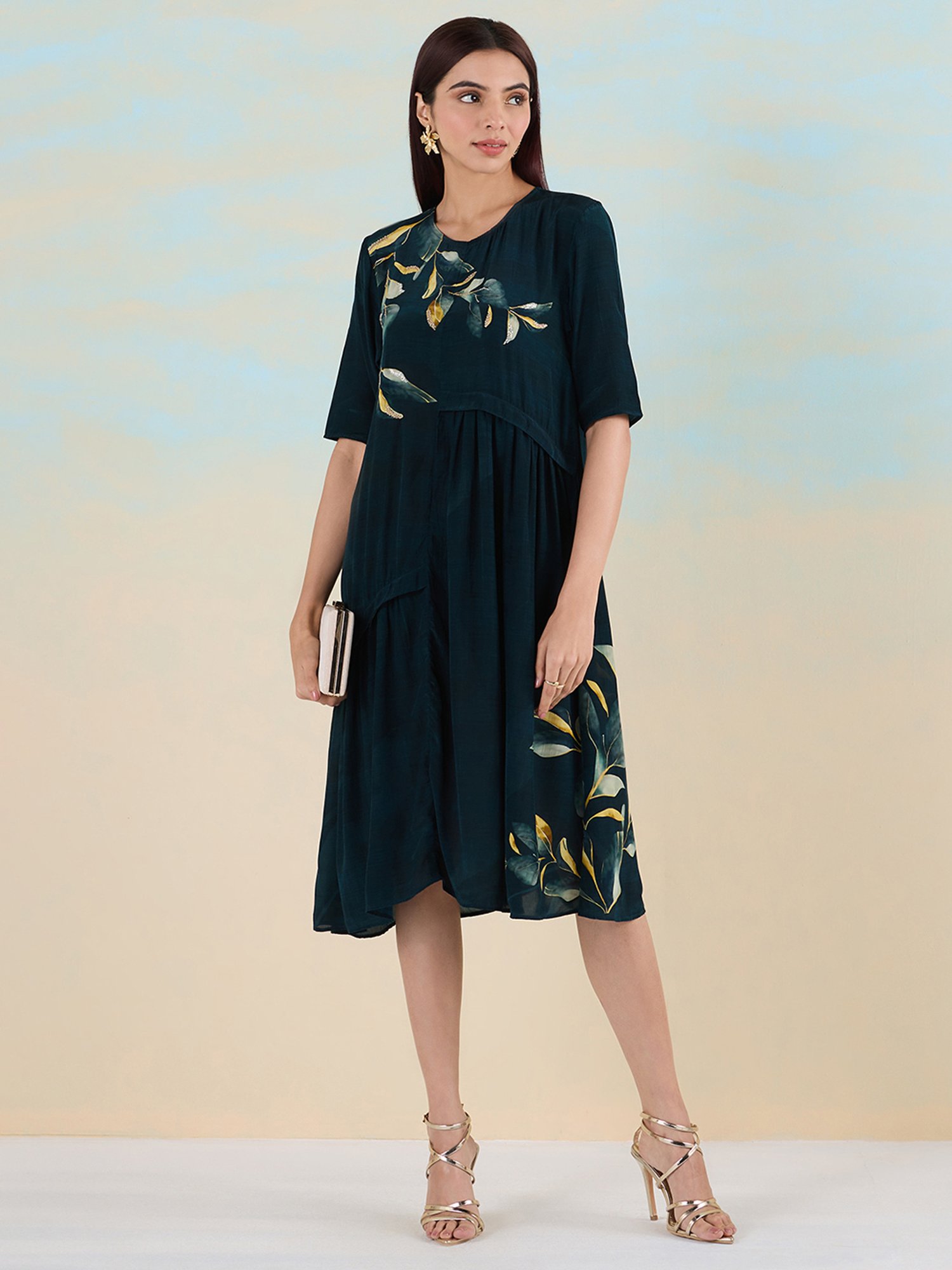 navyasa by liva Blue Printed Ethnic Dress