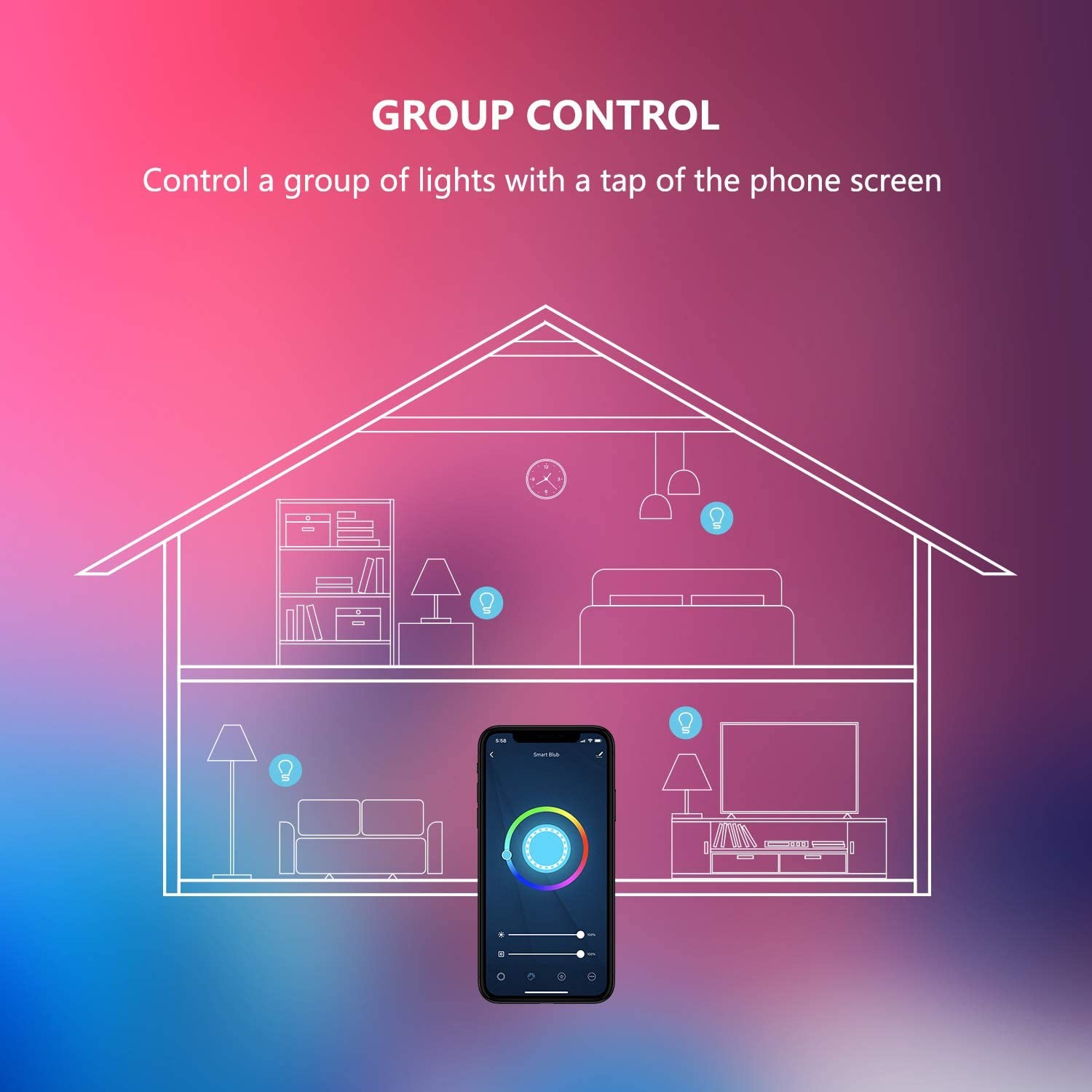 Treatlife Smart Bulb 4 Pack, Color Changing Light Bulb, Works with Alexa and Google Assistant, LED Light Bulbs for Party Decoration, Home Lighting, Decorative Illumination, No Hub Required