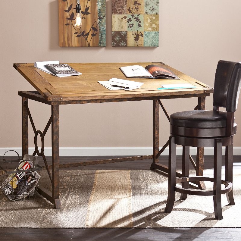 Tilt Top Drafting Table Oak - Aiden Lane