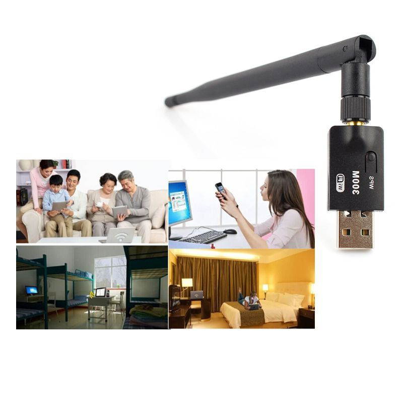 1 pcs 300Mbps 802.11N/G/B Wireless USB WiFi Adapter Dongle Antenna Network LAN Card