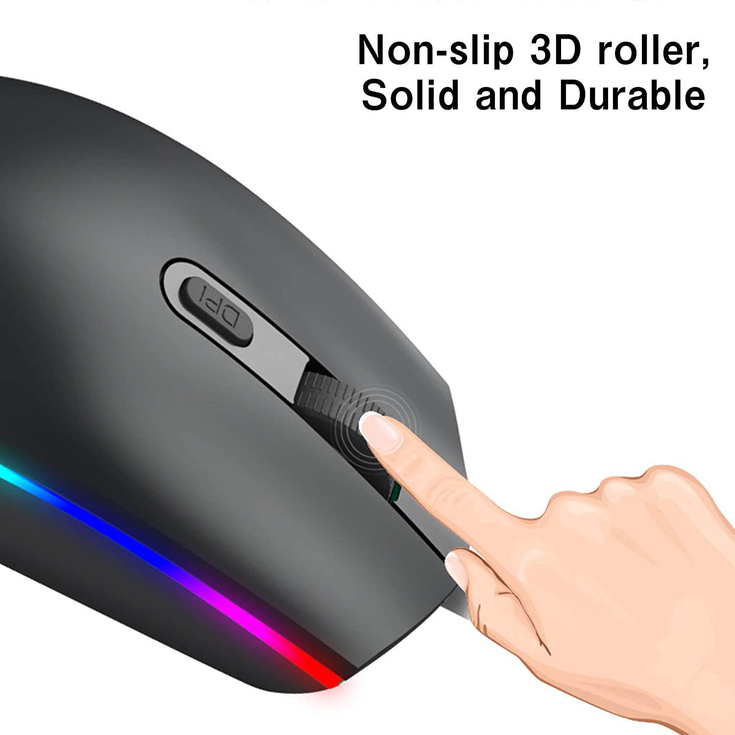 USB Wired Mouse, RGB Optical Silent Computer Game Mouse,1600 DPI Office and Gaming Mice,for Windows PC, Laptop, Desktop, Notebook (Black)