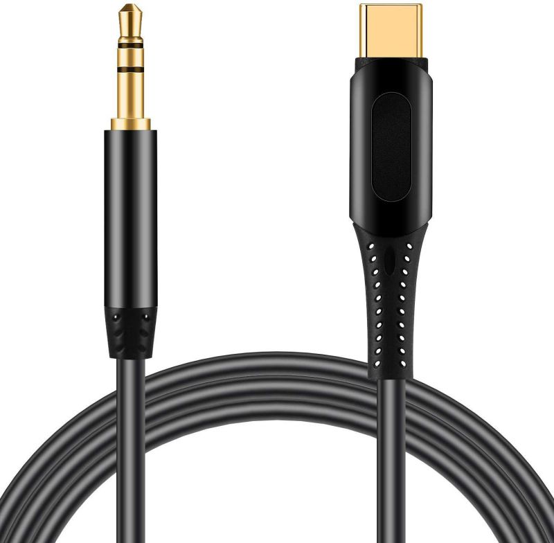 USB C to 3.5mm Aux Cable, Mxcudu USB C Male to 3.5mm Male Headphone Car Stereo Speaker Aux Audio Cable Compatible with Samsung Galaxy Note 10/10+, Google Pixel 4/4XL/3/3XL, OnePlus and More(Black)