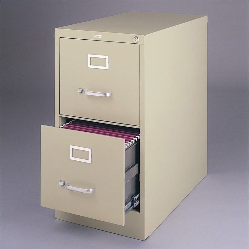 Steel 26.5 in Deep 2 Drawer Vertical Letter File Cabinet in Putty Brown-Hirsh Industries